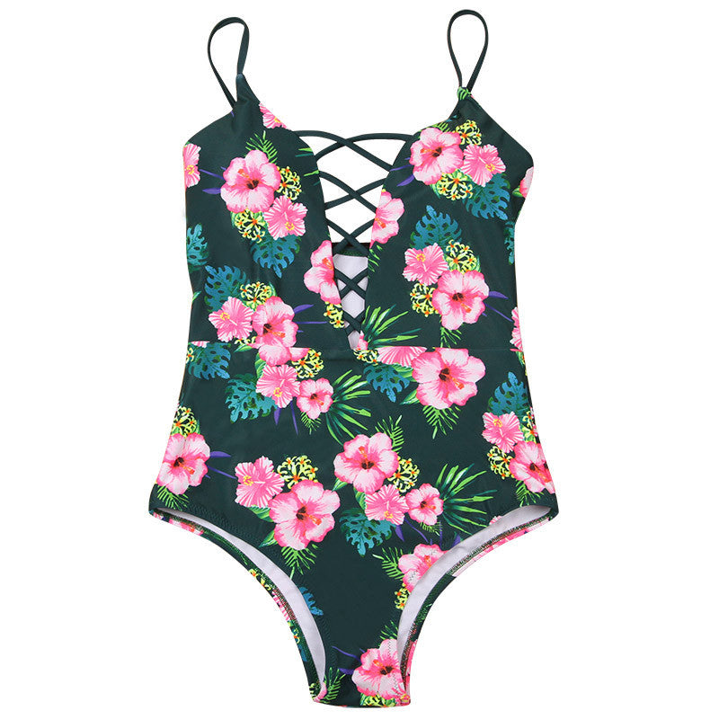 One Piece Swimsuit Sexy Swimwear Women Bodysuit Bathing Suit Swim Vintage Summer Beach Wear Print Bandage Monokini Swimsuit-Dollar Bargains Online Shopping Australia