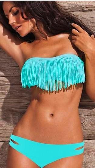 Clearance Summer Fashion Sexy Women Bikini Swimsuit Padded Boho Fringe Tassel Swimwear 21 Colors Size S/M/L-Dollar Bargains Online Shopping Australia