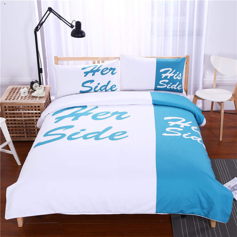 Black Bedding Set His Side & Her Side Home textiles Soft Duvet Cover and Pillowcases 3Pcs Twin Full Queen King-Dollar Bargains Online Shopping Australia