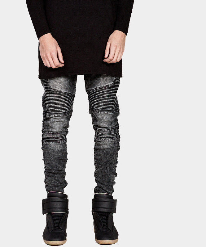 Mens Skinny Biker Jeans Men Hi-Street Ripped Rider Denim Jeans Motorcycle Runway Slim Fit Washed Moto Denim Pants Joggers-Dollar Bargains Online Shopping Australia