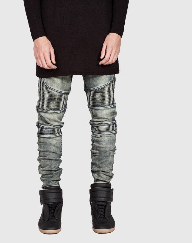 Mens Skinny Biker Jeans Men Hi-Street Ripped Rider Denim Jeans Motorcycle Runway Slim Fit Washed Moto Denim Pants Joggers-Dollar Bargains Online Shopping Australia