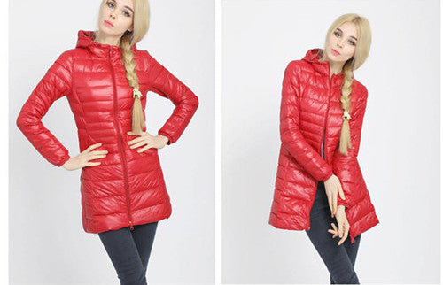 Winter jacket Woman's Outerwear Slim Hooded Down Jacket Woman Warm Down Coat Women Ultra Light White Duck Down Parkas W00785-Dollar Bargains Online Shopping Australia