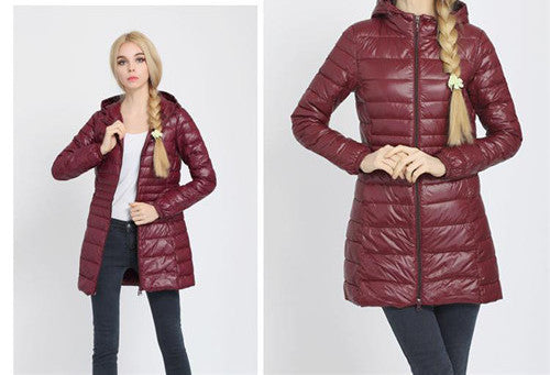 Winter jacket Woman's Outerwear Slim Hooded Down Jacket Woman Warm Down Coat Women Ultra Light White Duck Down Parkas W00785-Dollar Bargains Online Shopping Australia