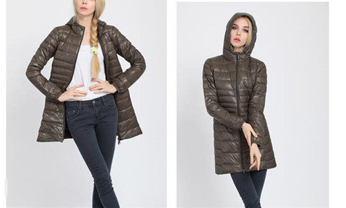 Winter jacket Woman's Outerwear Slim Hooded Down Jacket Woman Warm Down Coat Women Ultra Light White Duck Down Parkas W00785-Dollar Bargains Online Shopping Australia