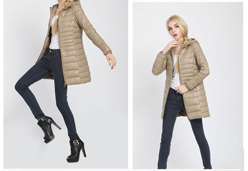 Winter jacket Woman's Outerwear Slim Hooded Down Jacket Woman Warm Down Coat Women Ultra Light White Duck Down Parkas W00785-Dollar Bargains Online Shopping Australia