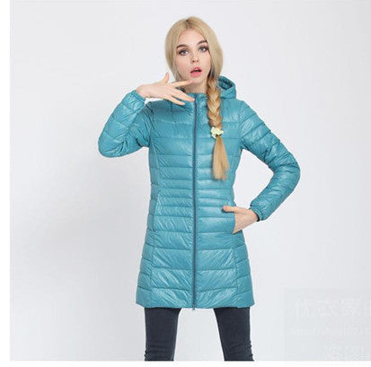 Winter jacket Woman's Outerwear Slim Hooded Down Jacket Woman Warm Down Coat Women Ultra Light White Duck Down Parkas W00785-Dollar Bargains Online Shopping Australia