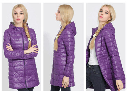 Winter jacket Woman's Outerwear Slim Hooded Down Jacket Woman Warm Down Coat Women Ultra Light White Duck Down Parkas W00785-Dollar Bargains Online Shopping Australia
