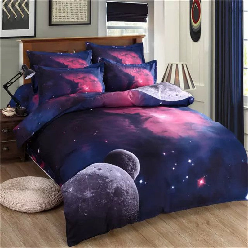 4/3pcs Galaxy 3D Bedding Sets Universe Outer Space Duvet cover Bed Sheet / Fitted Bed Sheet pillowcase Twin queen king