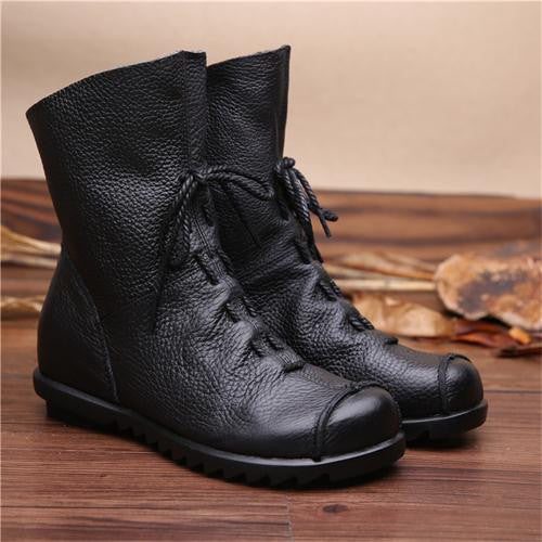 High Quality Women Genuine Leather Boots Casual Ladies Martin Shoes Winter Flat Boots Push large size-Dollar Bargains Online Shopping Australia