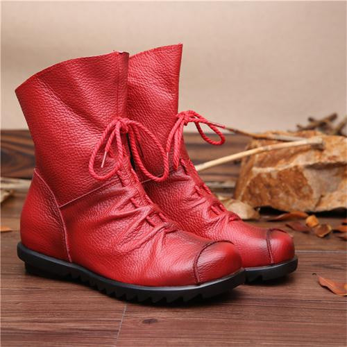 High Quality Women Genuine Leather Boots Casual Ladies Martin Shoes Winter Flat Boots Push large size-Dollar Bargains Online Shopping Australia