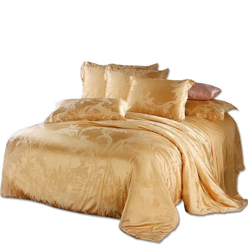 Papa&Mima Jacquard bedding set silk cotton Queen King size 4pcs duvet quilt bedlinen covers bedclothes luxury bedsheet set-Dollar Bargains Online Shopping Australia