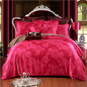 Papa&Mima Jacquard bedding set silk cotton Queen King size 4pcs duvet quilt bedlinen covers bedclothes luxury bedsheet set-Dollar Bargains Online Shopping Australia