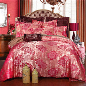 Papa&Mima Jacquard bedding set silk cotton Queen King size 4pcs duvet quilt bedlinen covers bedclothes luxury bedsheet set-Dollar Bargains Online Shopping Australia