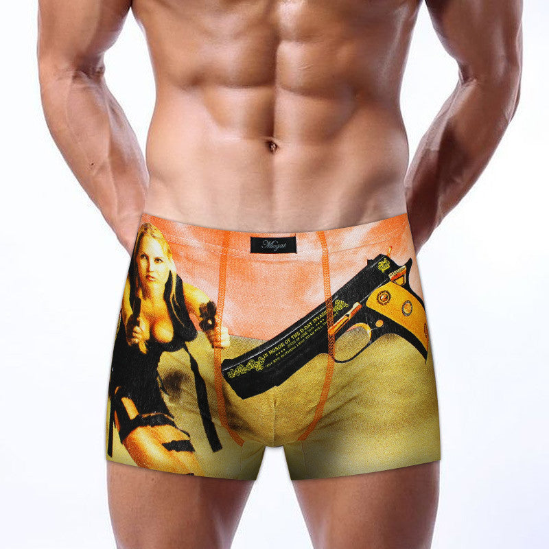 Sexy Underwear Men Classic Printed Cotton Spandex Underpants Mens underwear Boxers Shorts Brand-Dollar Bargains Online Shopping Australia