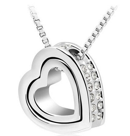 Heart Necklace Women Silver & 18K Gold Plated Jewelry Crystal Necklaces & Pendants Jewellery Valentine's Day And Christmas Gift-Dollar Bargains Online Shopping Australia