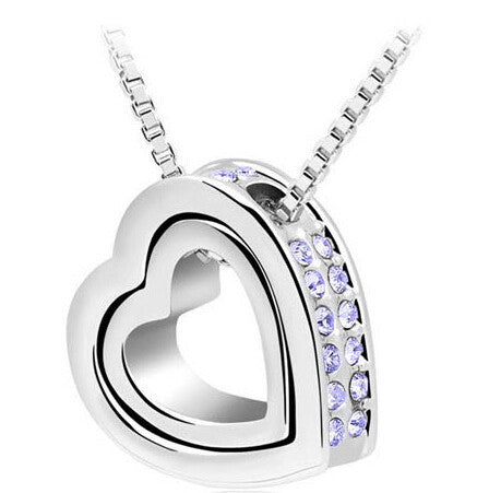 Heart Necklace Women Silver & 18K Gold Plated Jewelry Crystal Necklaces & Pendants Jewellery Valentine's Day And Christmas Gift-Dollar Bargains Online Shopping Australia