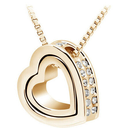 Heart Necklace Women Silver & 18K Gold Plated Jewelry Crystal Necklaces & Pendants Jewellery Valentine's Day And Christmas Gift-Dollar Bargains Online Shopping Australia