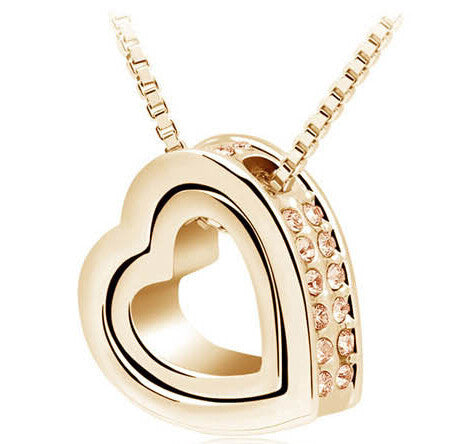 Heart Necklace Women Silver & 18K Gold Plated Jewelry Crystal Necklaces & Pendants Jewellery Valentine's Day And Christmas Gift-Dollar Bargains Online Shopping Australia