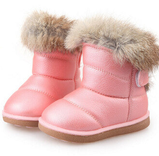 Kids Boots Children's Rubber Boots Winter Children Thicken Plush Snow Boots Child Warm Leather Short Baby Infant white shoe-Dollar Bargains Online Shopping Australia