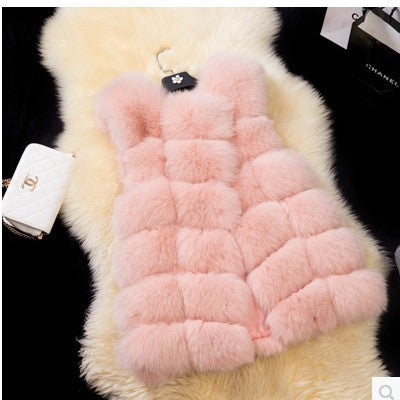 Warm Fashion Women Coat Fur Vest High-Grade Faux Fur Coat Fox Fur Long Vest Plus-Dollar Bargains Online Shopping Australia