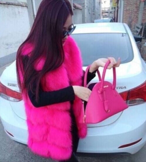 Warm Fashion Women Coat Fur Vest High-Grade Faux Fur Coat Fox Fur Long Vest Plus-Dollar Bargains Online Shopping Australia