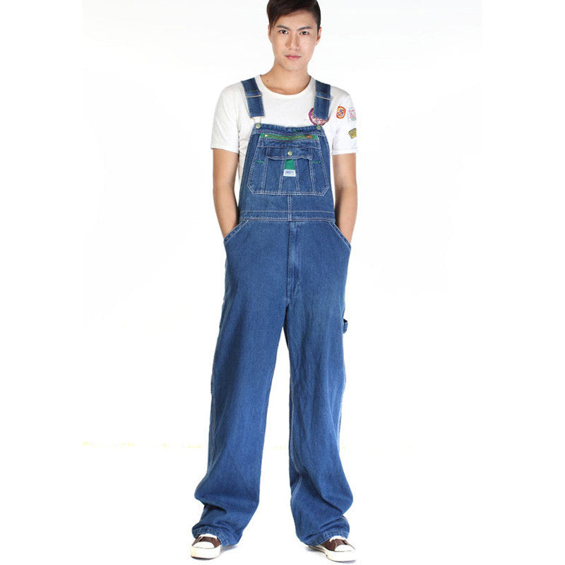 Men's casual loose green zipper bib overalls Male plus large size denim jumpsuits Huge pants - CelebritystyleFashion.com.au online clothing shop australia