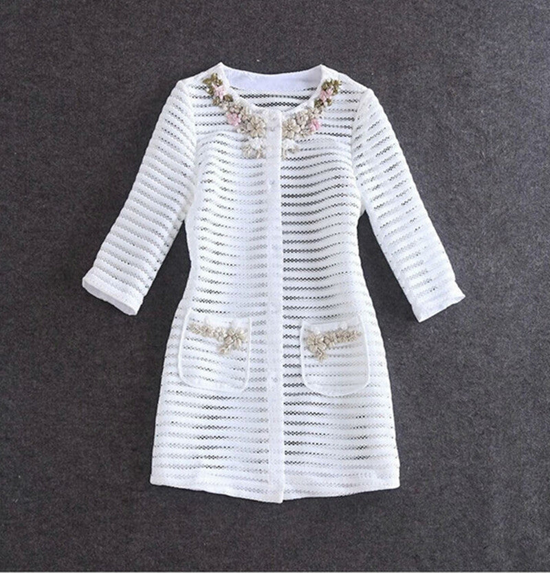 High women ladies autumn winter fashion hollow out embroidery british style trench coat designer runway coat-Dollar Bargains Online Shopping Australia