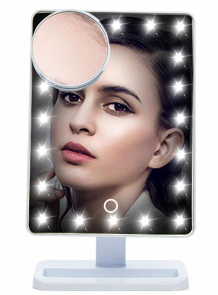 Adjustable Vanity Tabletop Lamp 20 LEDs Lighted LED Touch Screen Mirror Makeup Portable Mirror Luminous 180 Rotating Mirror