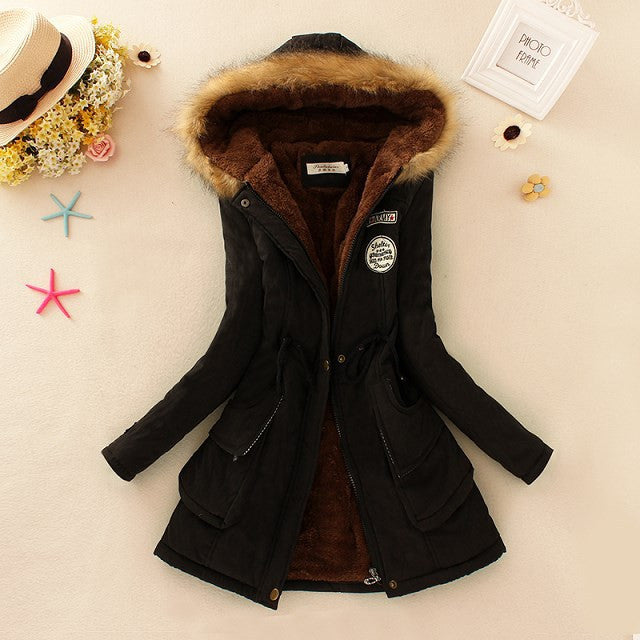 Winter Women Coat Parka Casual Outwear Military Hooded Coat Woman Clothes Fur Coats manteau female Winter Jacket for Women-Dollar Bargains Online Shopping Australia