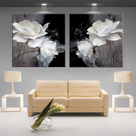 modern 3D white lotus definition pictures canvas Home Decoration living room Wall modular painting Print (no frame)2pcs-Dollar Bargains Online Shopping Australia