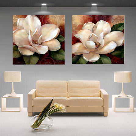 modern 3D white lotus definition pictures canvas Home Decoration living room Wall modular painting Print (no frame)2pcs-Dollar Bargains Online Shopping Australia