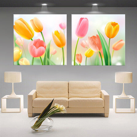 modern 3D white lotus definition pictures canvas Home Decoration living room Wall modular painting Print (no frame)2pcs-Dollar Bargains Online Shopping Australia