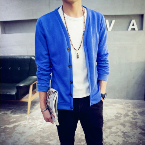 British style Men's fashion casual single breasted decorated knit cardigan coat /male silm solid color cardigan sweater-Dollar Bargains Online Shopping Australia