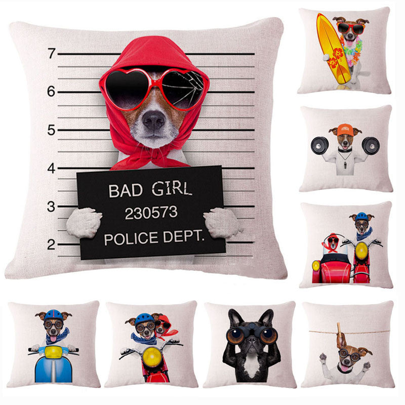 Fashion Cute Dog Cotton Linen Decorative Pillow Case Chair Waist Seat Square 45x45cm Pillow Cover Home Garden Textile