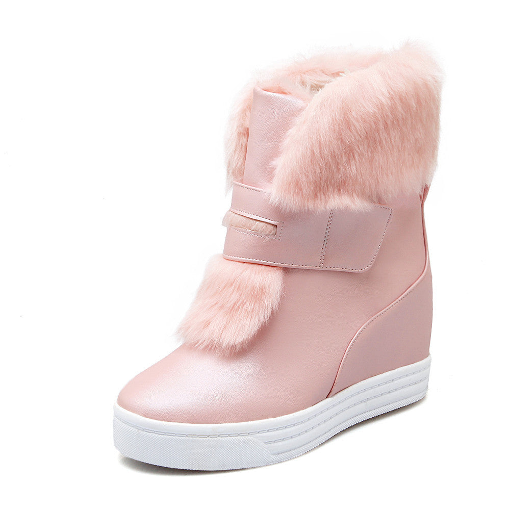 warm faux fur waterproof snow boots women winter fashion ladies ankle boots big size 34-43 white beige pink color - CelebritystyleFashion.com.au online clothing shop australia