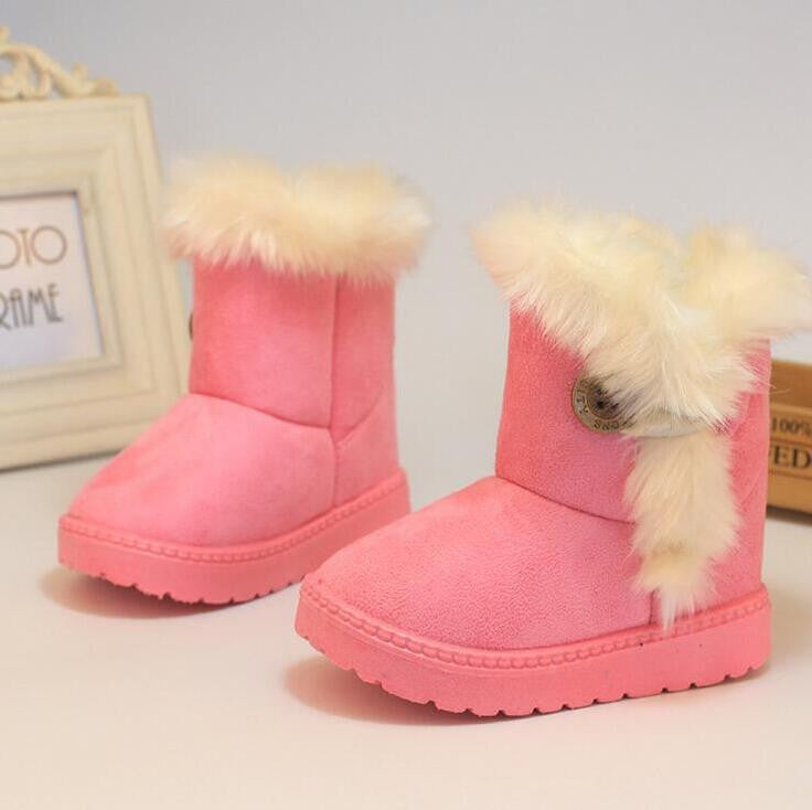 Winter Children Boots Thick Warm Shoes Cotton-Padded Suede Buckle Boys Girls Boots Boys Kids Shoes Insoles 13.5-20.5CM-Dollar Bargains Online Shopping Australia