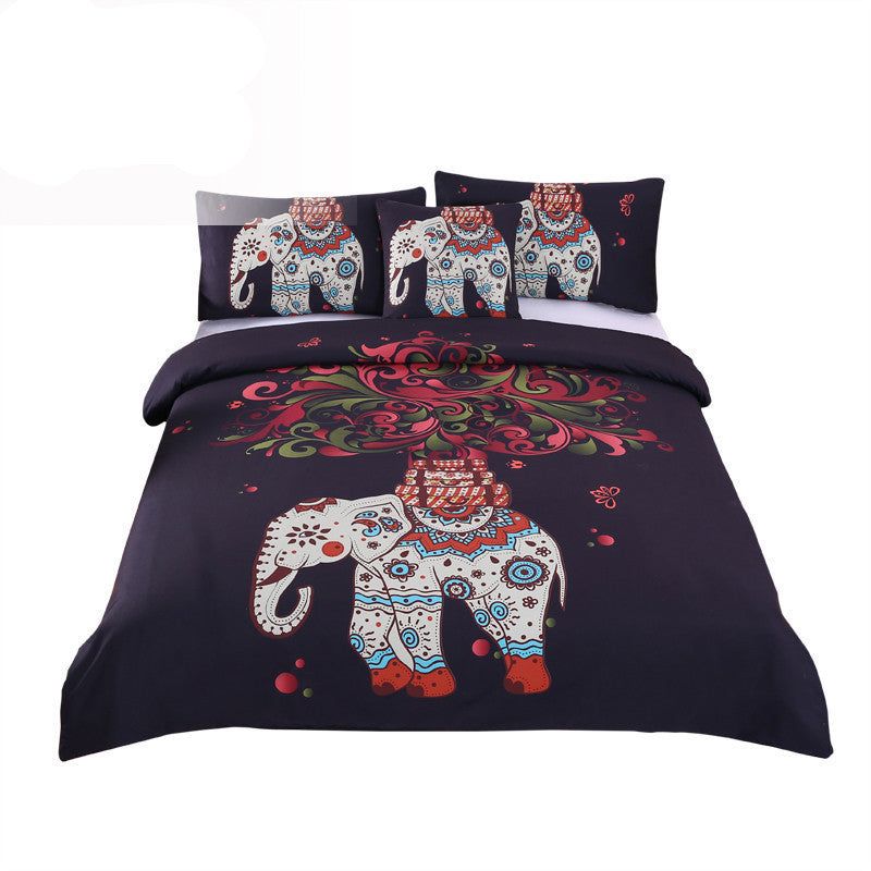 BeddingOutlet Boho Bedding Set Elephant Tree Black Printed Bohemia Duvet Cover Bedspread Twin Full Queen King Cal-King Factory-Dollar Bargains Online Shopping Australia