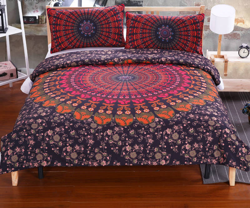 Boho Bedding Set Elephant Tree Black Printed Bohemia Duvet Cover Bedspread Twin Full Queen King Cal-King Factory-Dollar Bargains Online Shopping Australia