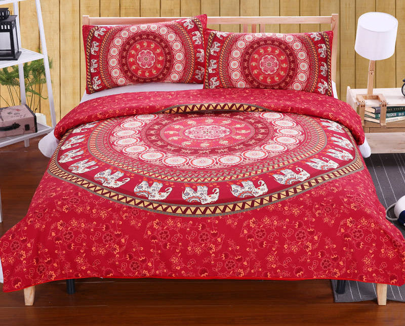 Boho Bedding Set Elephant Tree Black Printed Bohemia Duvet Cover Bedspread Twin Full Queen King Cal-King Factory-Dollar Bargains Online Shopping Australia