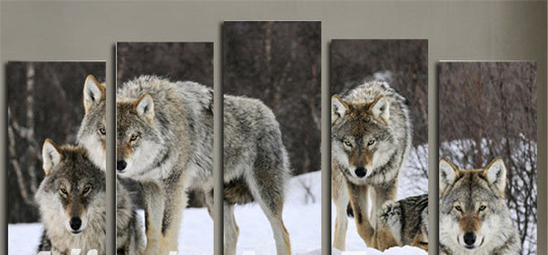 Wall Painting HD Printed Wolf Pack Snow Animal Painting On Canvas Home Decor Prints Posters Wall Art Pictures Halloween Gift-Dollar Bargains Online Shopping Australia