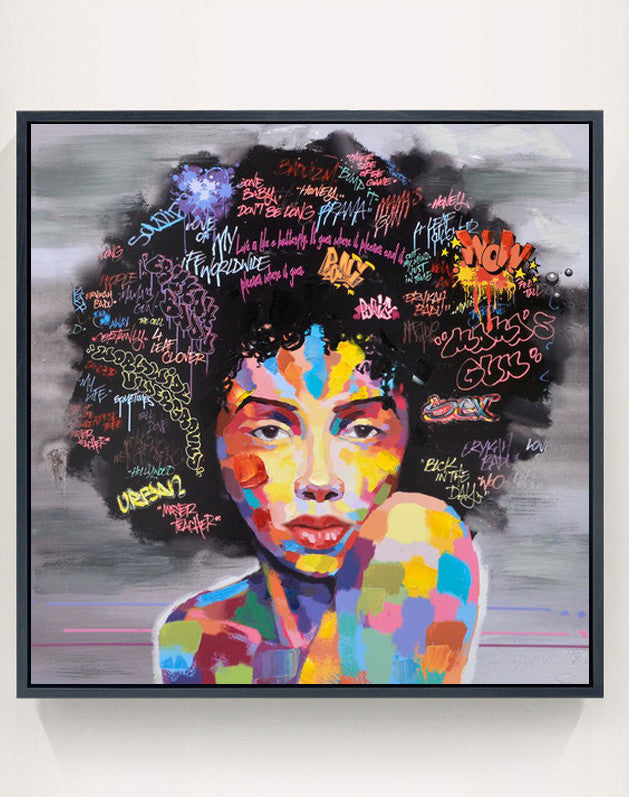 Unframed Graffiti Street Wall Art Abstract Modern African Women Portrait Canvas Oil Painting On Prints For Living Room-Dollar Bargains Online Shopping Australia