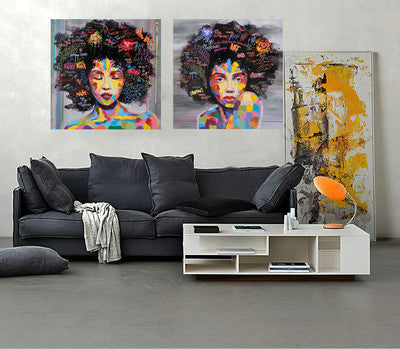 Unframed Graffiti Street Wall Art Abstract Modern African Women Portrait Canvas Oil Painting On Prints For Living Room-Dollar Bargains Online Shopping Australia