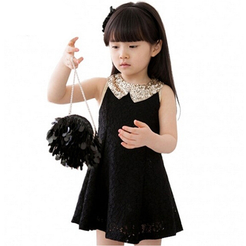 New Fashion Girls Clothes Tutu Dress Kids Clothing Princess Baby Girl Dress Sequins Collar Black White Party Dresses - CelebritystyleFashion.com.au online clothing shop australia