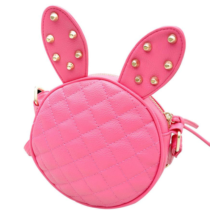 Delicate Women Girl Summer Cute Rabbit Ear Round PU Leather Body Mini Shoulder Messenger Bag Black Fast-Dollar Bargains Online Shopping Australia