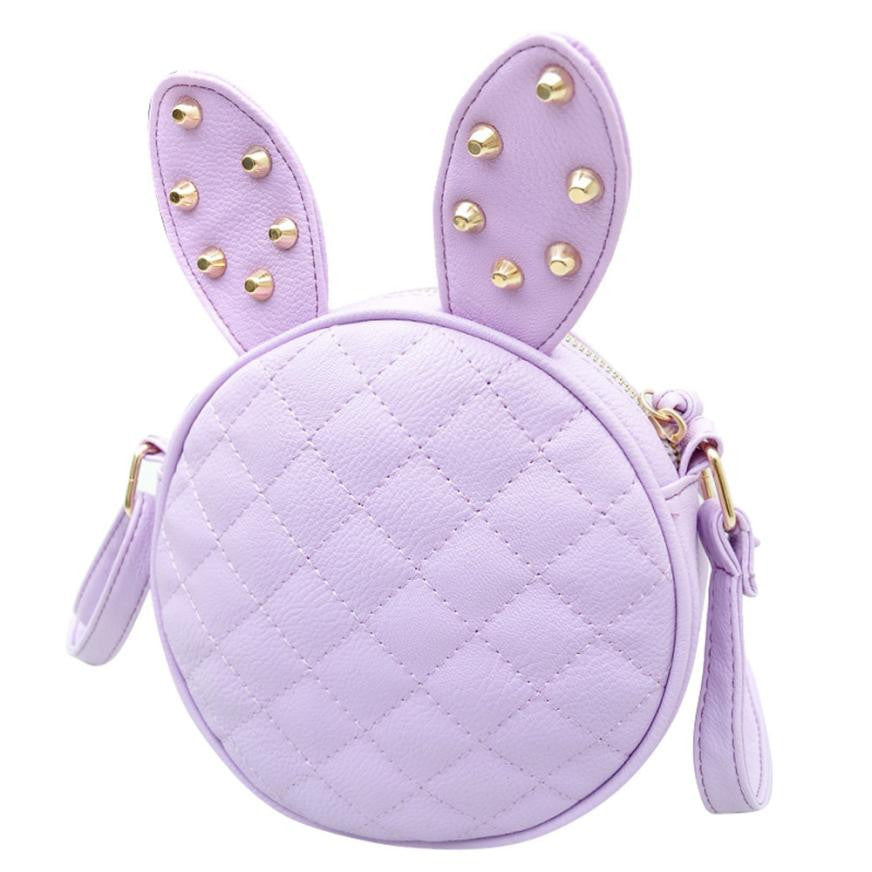Delicate Women Girl Summer Cute Rabbit Ear Round PU Leather Body Mini Shoulder Messenger Bag Black Fast-Dollar Bargains Online Shopping Australia