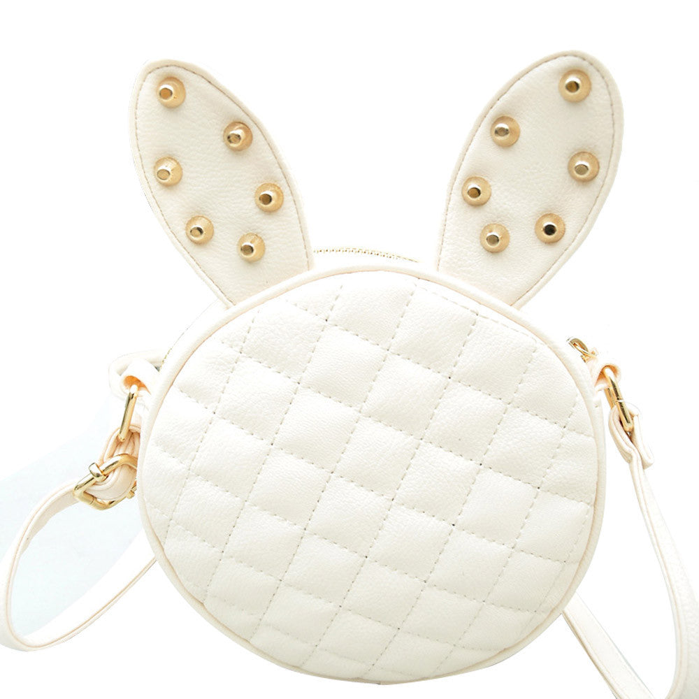 Delicate Women Girl Summer Cute Rabbit Ear Round PU Leather Body Mini Shoulder Messenger Bag Black Fast-Dollar Bargains Online Shopping Australia