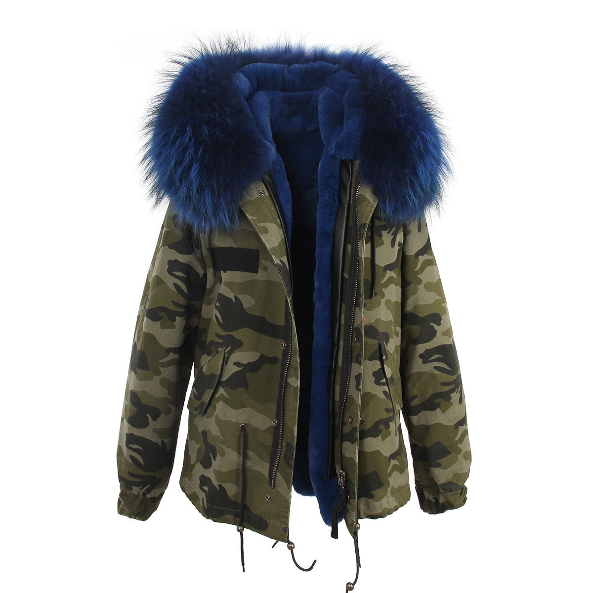 women's army green Large raccoon fur collar hooded coat parkas outwear 2 in 1 detachable lining winter jacket brand style-Dollar Bargains Online Shopping Australia