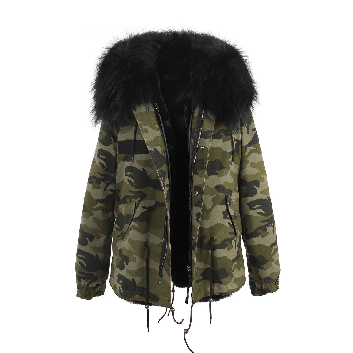 women's army green Large raccoon fur collar hooded coat parkas outwear 2 in 1 detachable lining winter jacket brand style-Dollar Bargains Online Shopping Australia