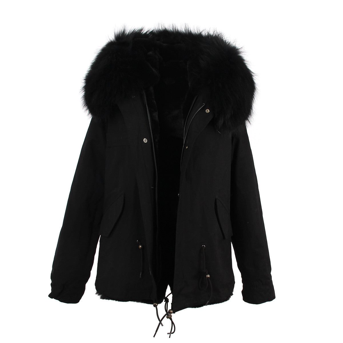 women's army green Large raccoon fur collar hooded coat parkas outwear 2 in 1 detachable lining winter jacket brand style-Dollar Bargains Online Shopping Australia