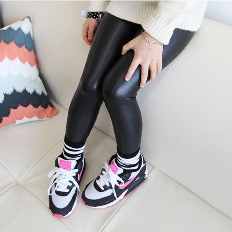 Baby Girl Legging Fashion Full Length Leggings Faux PU Leather Skinny Pants Girl Leggings Children Pants 66 - CelebritystyleFashion.com.au online clothing shop australia